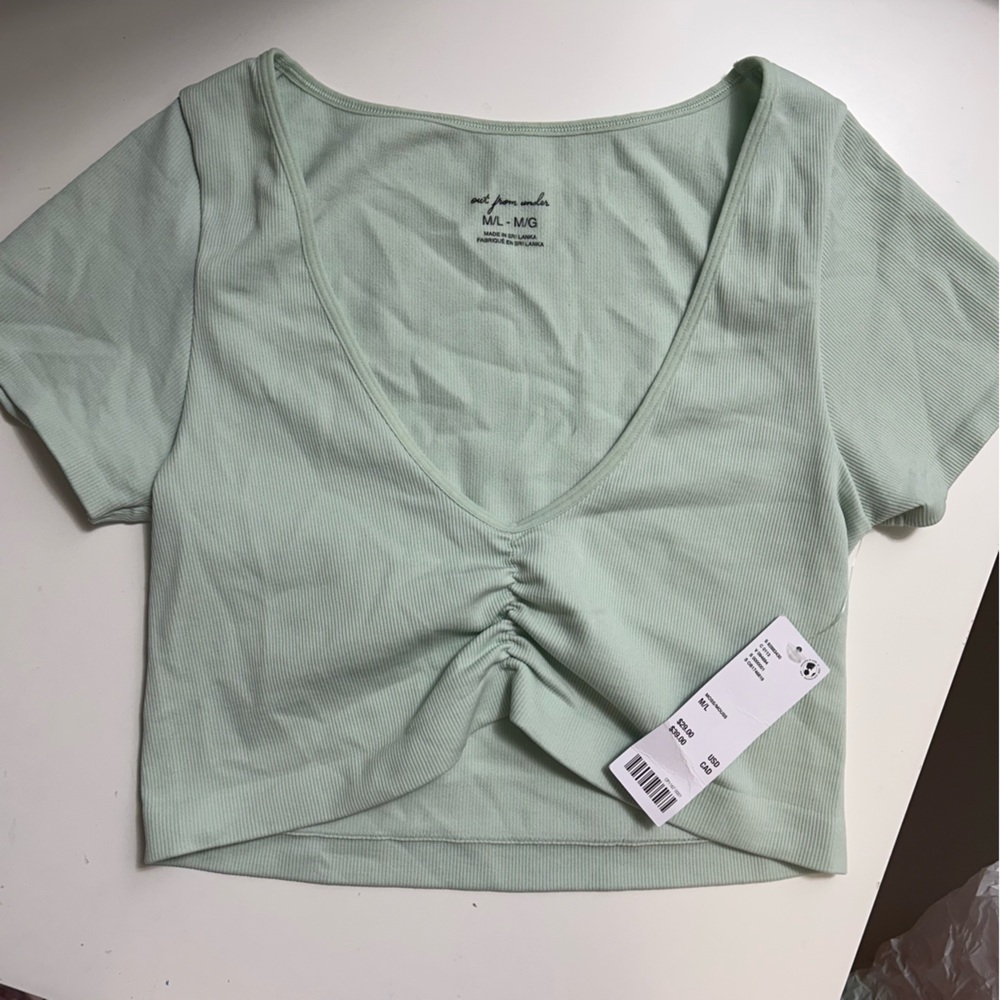 Urban Outfitters Mint Green Ruched Crop Top